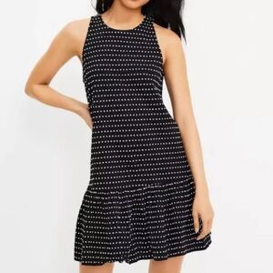 Loft Polkadot Flounce Swing Dress S Retro Chic Pattern Sleeveless Midi Cotton